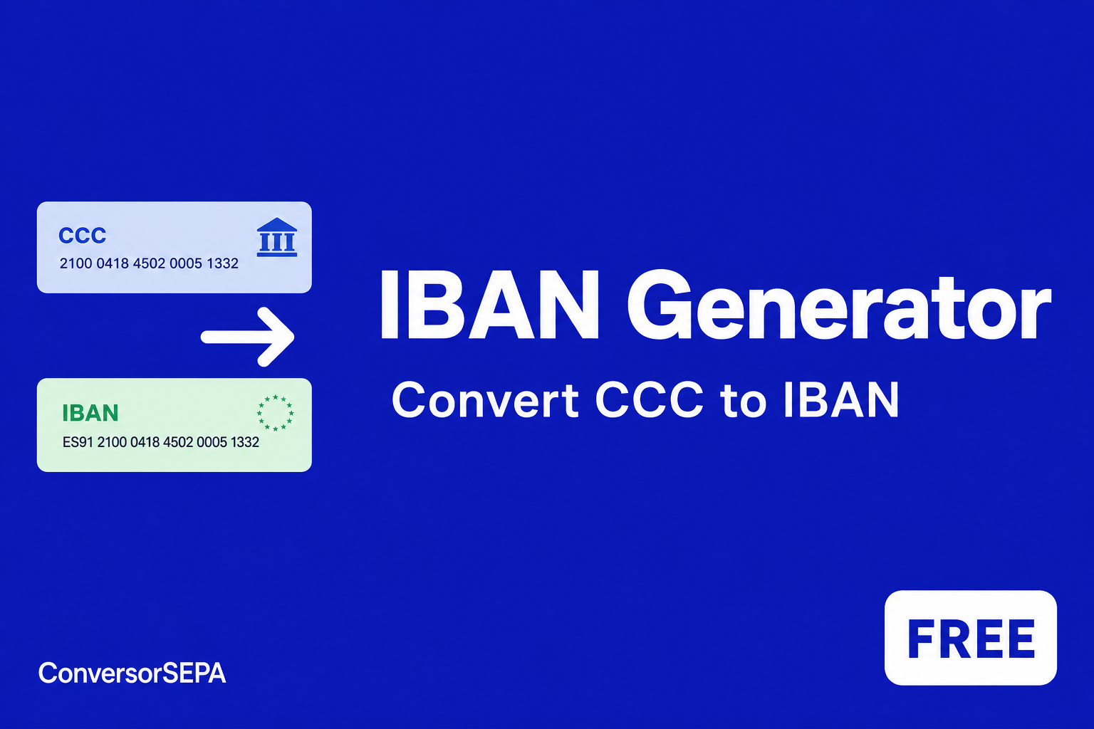 Free IBAN Generator — Convert CCC to IBAN Instantly (2026)